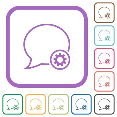 İleti ayarları, beyaz arkaplandaki renkli yuvarlak kare çerçevelerle basit simgeleri özetliyor