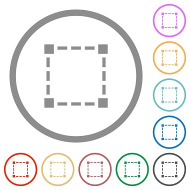 Beyaz arkaplanda yuvarlak çizgilerde katı düz renk simgeleri