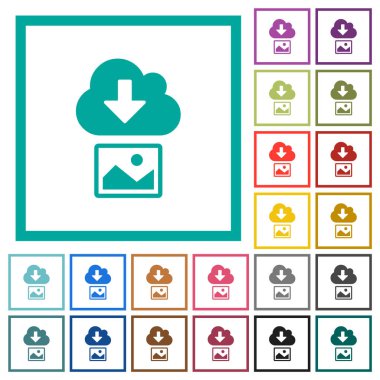 Beyaz arkaplanda çeyrek çerçeve bulunan düz renk simgelerinden resim indir
