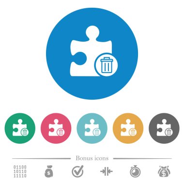 Yuvarlak renk arkaplanındaki beyaz eklenti simgelerini sil. 6 bonus simgesi dahil.