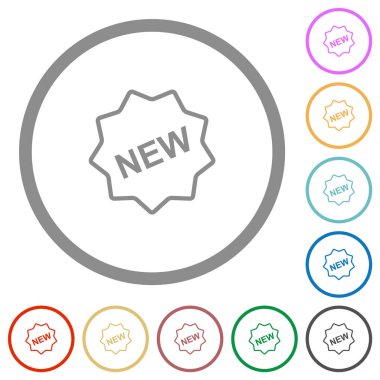 Beyaz arkaplanda yuvarlak çizgilerde düz renk simgelerini göster