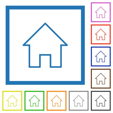 Beyaz arkaplanda kare çerçeveli düz renk simgeleri