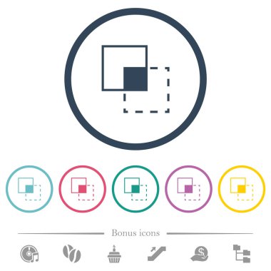 Yuvarlak hatlarda maske aracı düz renk simgeleri kırpılıyor. 6 bonus simgesi dahil.