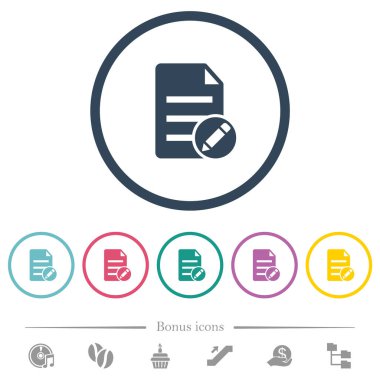 Belge düz renk simgelerini yuvarlak hatlarda düzenle. 6 bonus simgesi dahil.