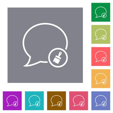 Basit renk kare arkaplanlarına ana hatları düz simgelerle yapıştır