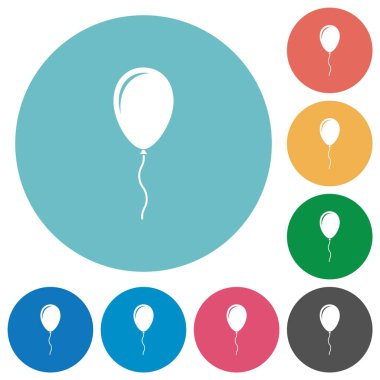 Yuvarlak renkli arka planda parlak beyaz simgelere sahip tek balon