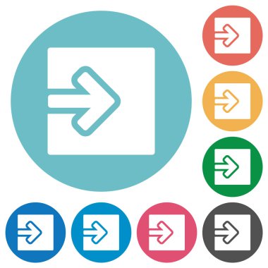 Yuvarlak renk arkaplanındaki düz beyaz simgeleri içeriye aktar