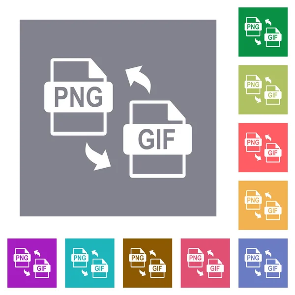 Png Gif Conversione File Icone Piatte Semplici Sfondi Quadrati Colore — Vettoriale Stock