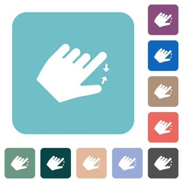 Left Handed Pinch Close Gesture White Flat Icons Color Rounded — Stock Vector