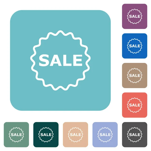 Sale Badge Outline White Flat Icons Color Rounded Square Backgrounds — Stock Vector