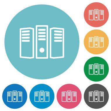 Sunucu düz beyaz simgeleri yuvarlak renk arkaplanlarında barındırıyor