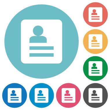 Yuvarlak renk arkaplanındaki kullanıcı profili düz beyaz simgeler