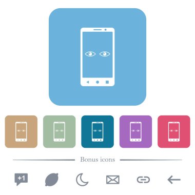 Mobil iris tarayıcı beyaz düz simgeler renkli yuvarlak kare arkaplanlar. 6 bonus simgesi dahil