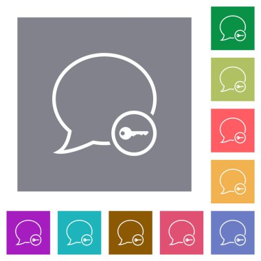 Basit renk kare arkaplan üzerindeki ileti güvenli düz ana hatlı simgeler