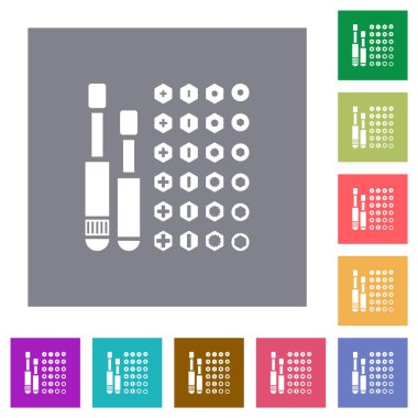 Tornavida kümesi, basit renk kare arkaplan üzerindeki düz simgeleri parçalar