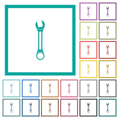 Beyaz arkaplanda çeyrek çerçeveli tek anahtarlı düz renk simgeleri