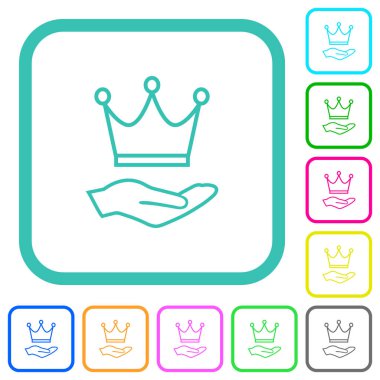 Premium hizmetleri beyaz arkaplandaki eğimli sınırlarda canlı renkli düz simgeleri özetliyor