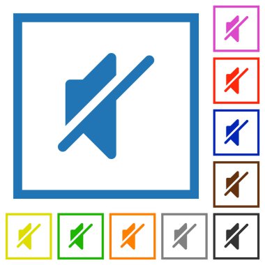 Beyaz arkaplanda kare çerçevelerdeki katı düz renk simgelerini kapat