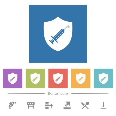 Aşı kare arkaplanlarda yassı beyaz simgeleri koruyor. 6 bonus simgesi dahil.