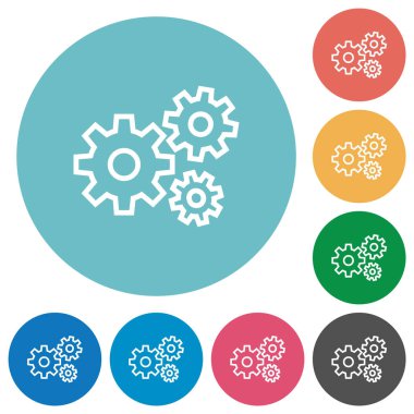 Yuvarlak renkli arkaplanda düz beyaz simgeler