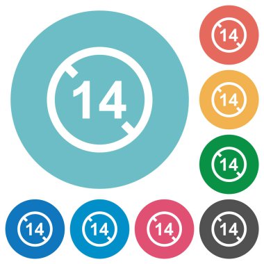 Yuvarlak renkli arka planda 14 düz beyaz simgenin altına izin verilmiyor