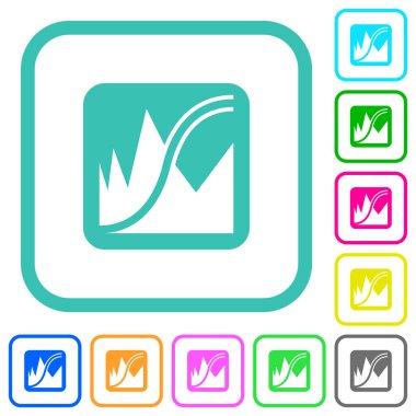 Resim eğrilerini beyaz arkaplan üzerindeki eğri kenarlıktaki canlı renkli düz simgelerle ayarla