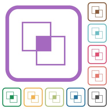 Maske aracı kırpma simgeleri beyaz arkaplan üzerinde renkli yuvarlak kare çerçeveler