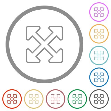 Beyaz arkaplan üzerinde yuvarlak hatlı düz renk simgelerini yeniden boyutlandır