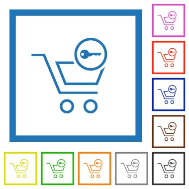 Beyaz arkaplanda kare çerçeveli düz renk simgelerini güvenli bir şekilde göster