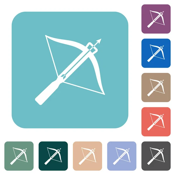 Crossbow Arrow White Flat Icons Color Rounded Square Backgrounds — Stock Vector