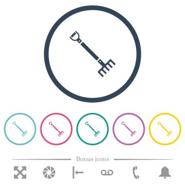 Yuvarlak çizgilerde tek tırmık düz renk simgeleri. 6 bonus simgesi dahil.