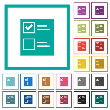 Beyaz arkaplanda çeyrek çerçeveli oy pusulası katı düz renk simgeleri