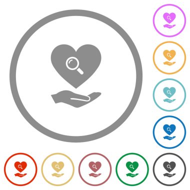 Beyaz arkaplanda yuvarlak çizgilerde tarih servisi düz renk simgeleri