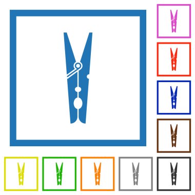 Beyaz arkaplanda kare çerçeveli düz renk simgeleri