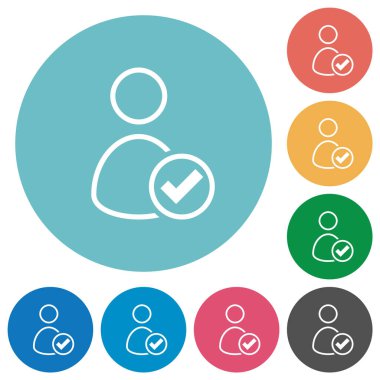 Yuvarlak renk arkaplanında kullanıcı OK düz beyaz simgeleri