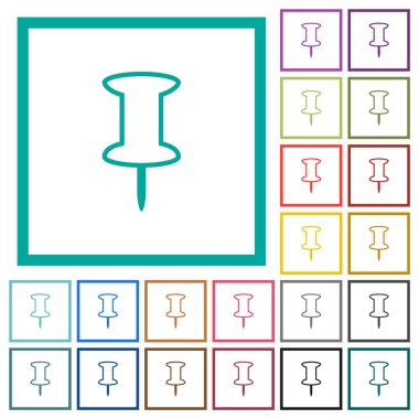 Beyaz arkaplanda çeyrek çerçeveli düz renk simgelerine bas