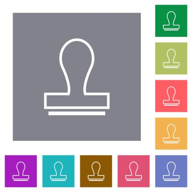 Basit renk kare arkaplan üzerindeki düz simgeleri damgalayın