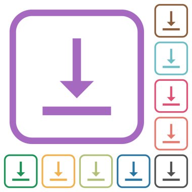 Dikey hizalama alt basit simgeler beyaz arkaplan üzerinde renkli yuvarlak kare çerçeveler