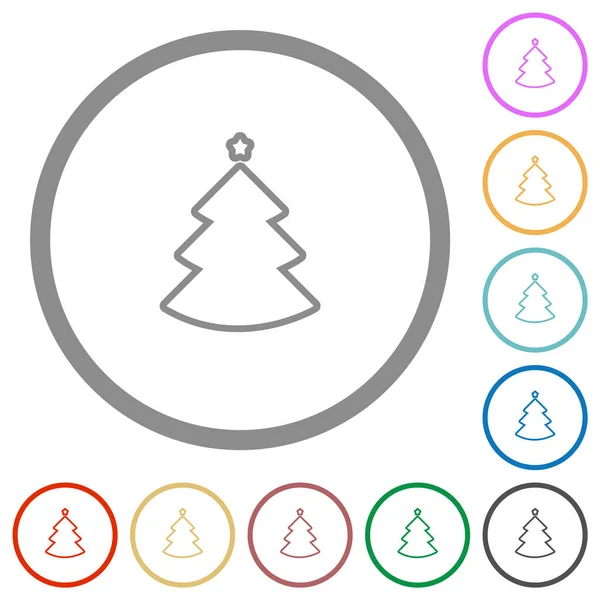 Christmas Tree Outline Flat Color Icons Outlines White Background — Stock Vector