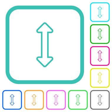 Beyaz arkaplan üzerindeki eğri kenarlıklarda dikey dış hatları canlı renkli düz simgeleri yeniden boyutlandır