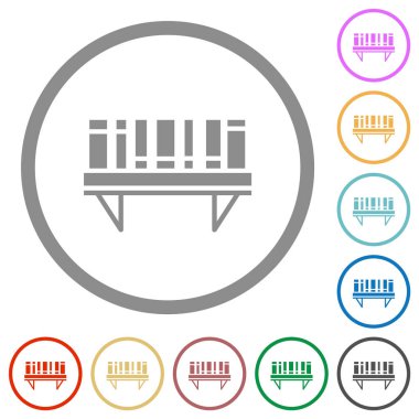 Beyaz arkaplanda düz renk simgelerini içeren kitaplık