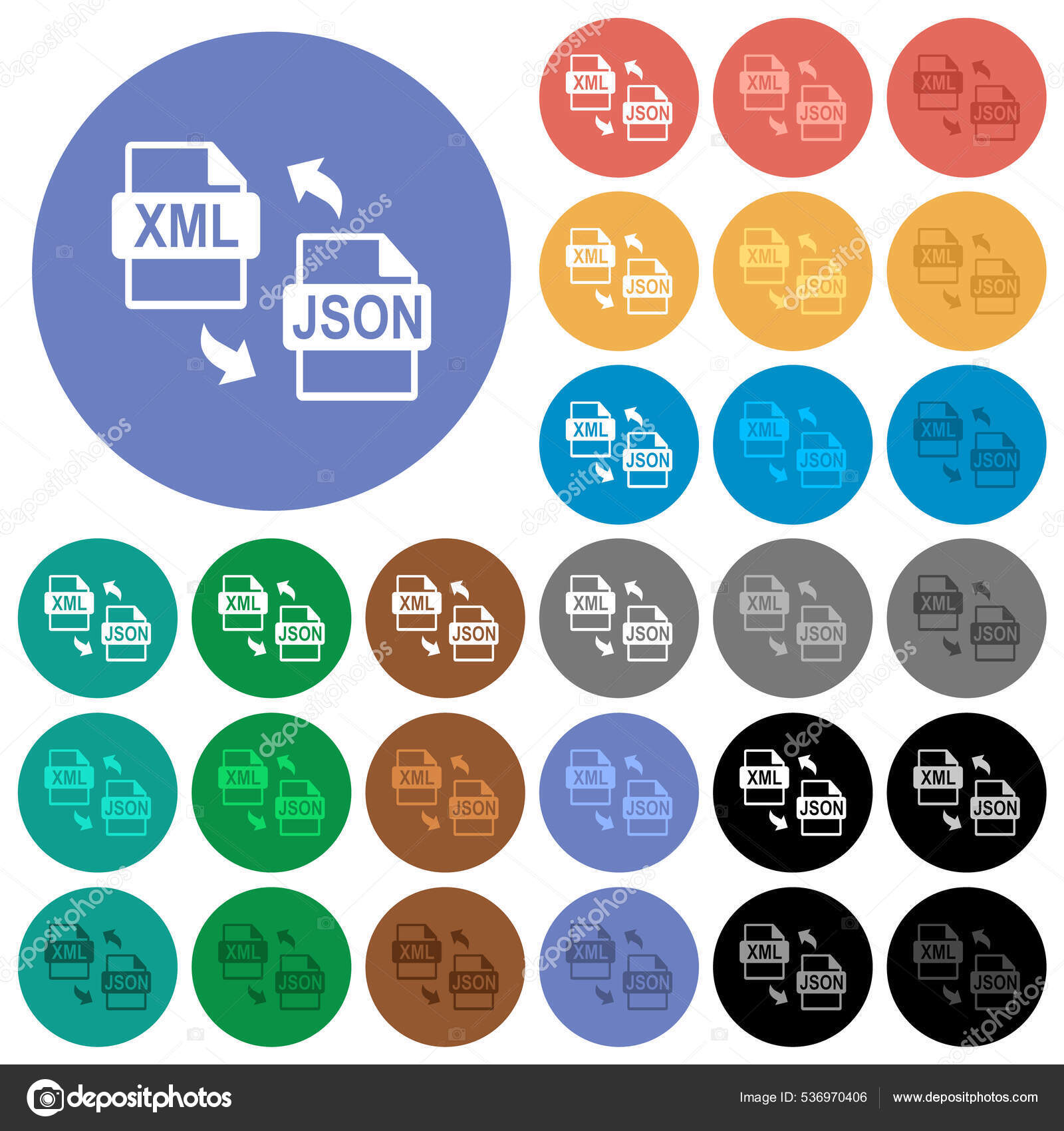 Xml Json Конвертирует Разноцветные Плоские Панели Круглых Задниках.