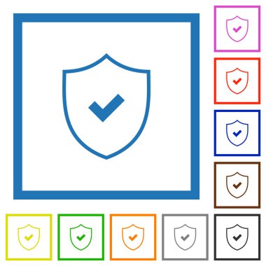 Beyaz arkaplan üzerindeki kare çerçevelerde düz renk simgelerini etkin şekilde ana hatlarıyla belirle