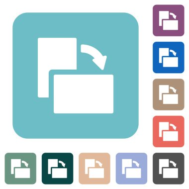 Renkli yuvarlak kare arkaplan üzerinde sağ düz düz simgeleri döndür