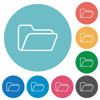 Dizin, yuvarlak renk arkaplanındaki düz beyaz simgeleri aç