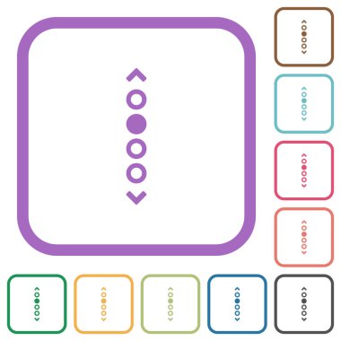  Dikey sayfa gezinme basit simgeler beyaz arkaplan üzerinde yuvarlak kare çerçeveler