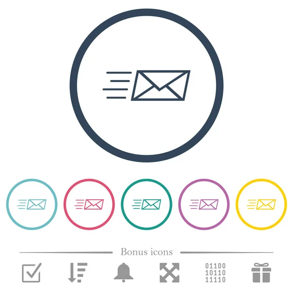Sending Express Mail Outline Flat Color Icons Outlines Bonus Icons — Stock vektor