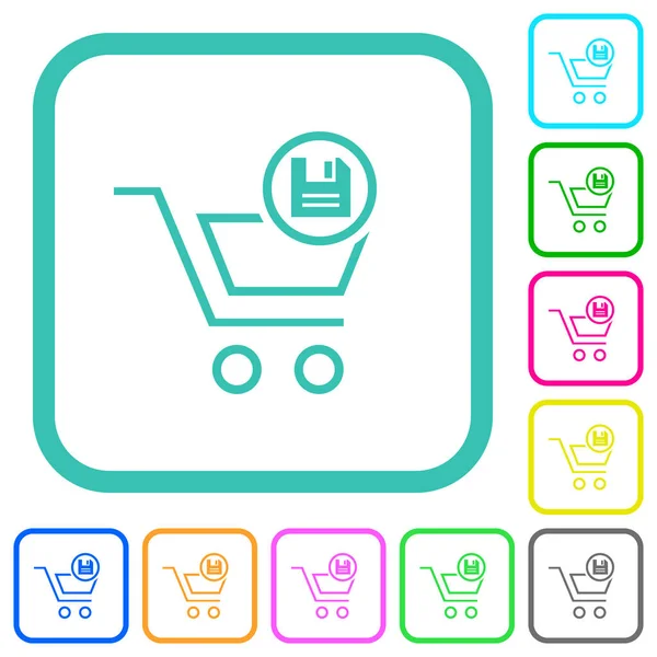 Cart Outline Vivid Colored Flat Icons Curved Borders White Background — Stock vektor