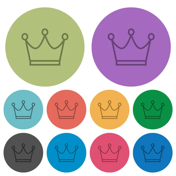 颜色圆形背景上的皇冠轮廓深色扁平图标 — 图库矢量图片