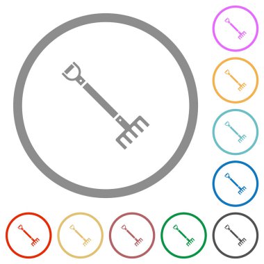 Beyaz arkaplanda tek tırmık düz renk simgeleri